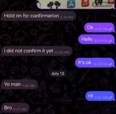 Screenshot showing Johnny awaiting confirmation for over eight hours.